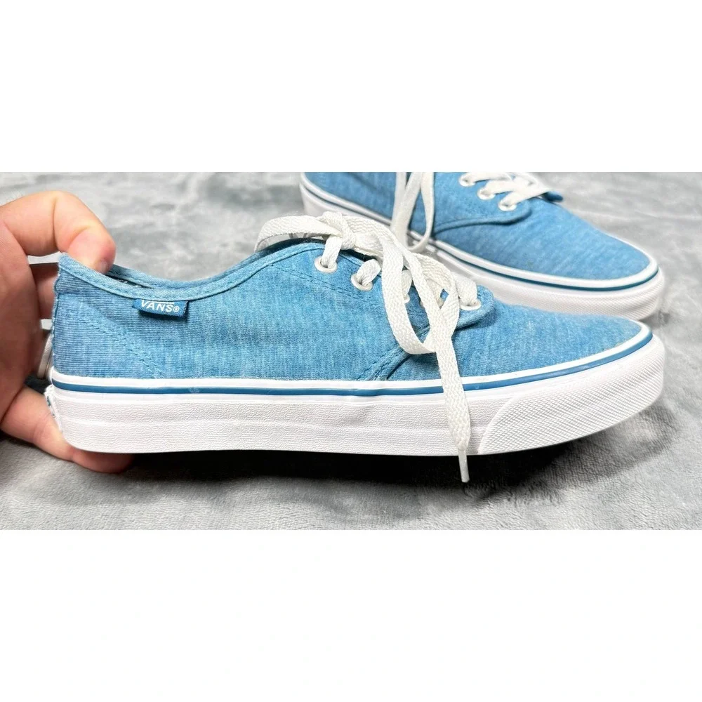 Vans Atwood Sneakers Womens 7.5 Blue Chambray Denim Floral Lace Up